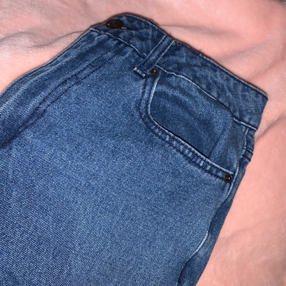 Blue denim high waisted loose wide leg